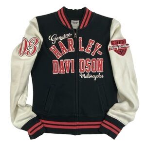 Harley-Davidson Women’s Full Zip Cotton (Sweatshirt) Jacket Black/White/Red Sz S